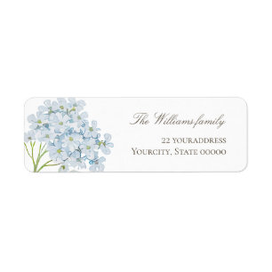 waterverf Hortensia bloemen retouradreslabel Etiket