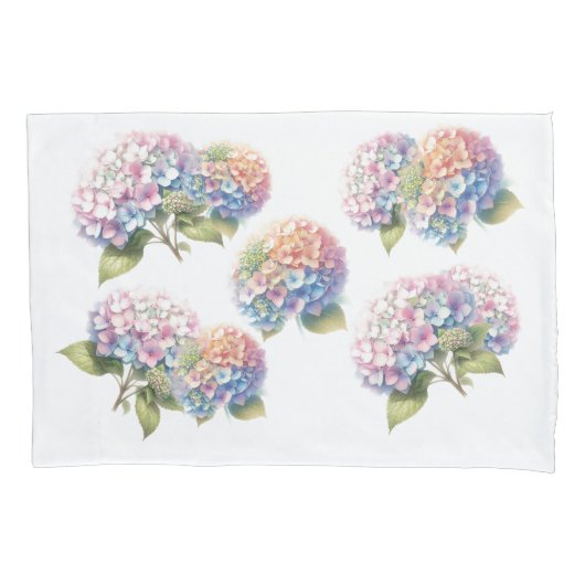 Waterverf Hortensia Bloemmotief Kussensloop (Voorkant)