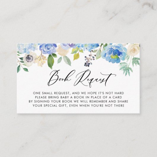 Waterverf hortensia en anemoon boeken voor Baby Informatiekaartje (Voorkant)