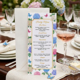 Waterverf Hortensia en Vlinder Tuinfeest Menu