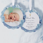 waterverf hortensia lijst Dopen bedankje Ornament Kaart<br><div class="desc">Doop dank u papier ornament</div>