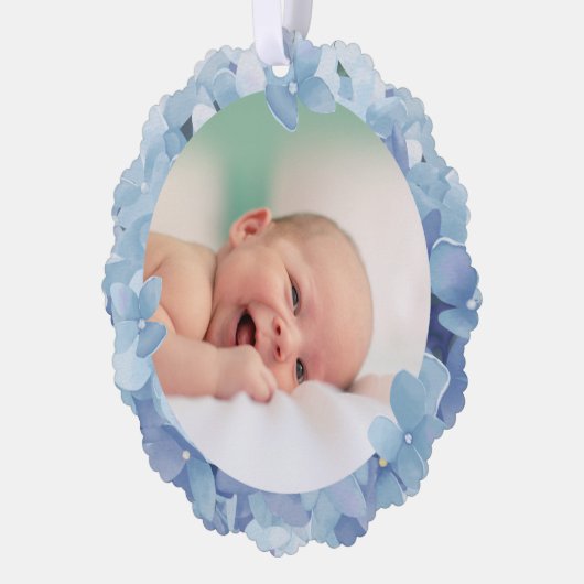 waterverf hortensia lijst Dopen bedankje Ornament Kaart (Links)