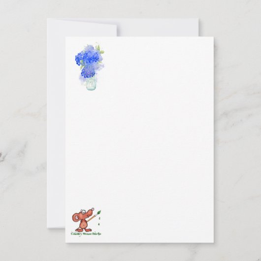 Waterverf Hortensia Mooie Blauwe Bloem Bedankt (Achterkant)