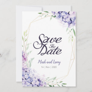 Waterverf Hortensia Uitnodigingen Save the Date