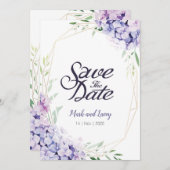 Waterverf Hortensia Uitnodigingen Save the Date (Voorkant / Achterkant)