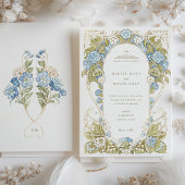 Waterverf Hortensia's Arts & Crafts Wedding Kaart