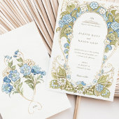 Waterverf Hortensia's Arts & Crafts Wedding Kaart