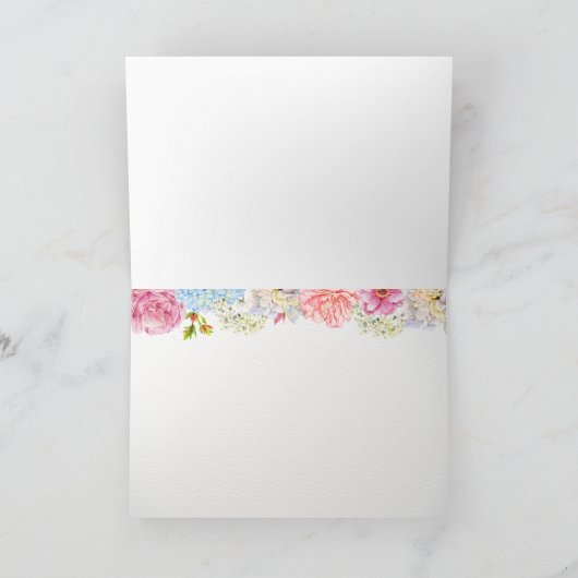 Waterverf Hortensia's Happy Moederdag Kaart (Binnen)