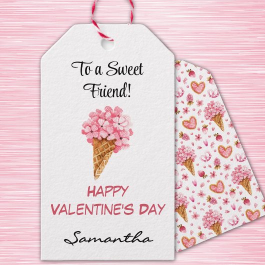 Waterverf Hortensia's Happy Valentines Day Friend Cadeaulabel