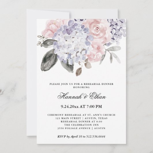  Waterverf hortensia's | repetitiediner Kaart (Voorkant)