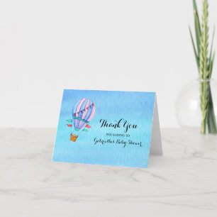 Waterverf Hot Air Ballon Baby shower Hartelijk dan Bedankkaart