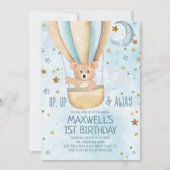 Waterverf Hot Air Ballon Beer Boy Birthday Kaart (Voorkant)