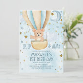 Waterverf Hot Air Ballon Beer Boy Birthday Kaart (Staand voorkant)