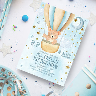 Waterverf Hot Air Ballon Beer Boy Birthday Kaart