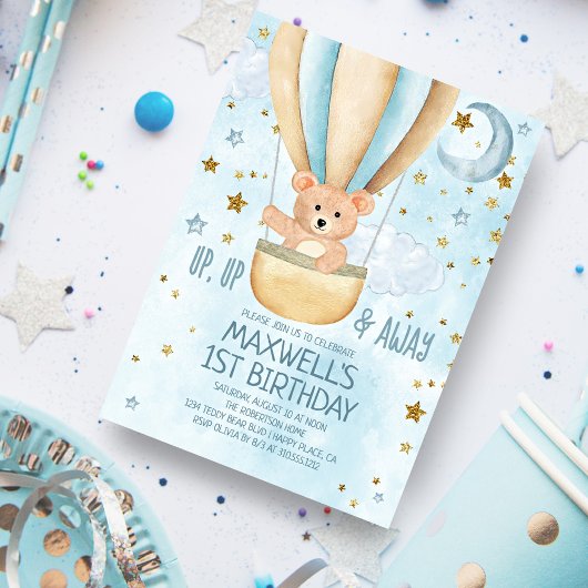 Waterverf Hot Air Ballon Beer Boy Birthday Kaart