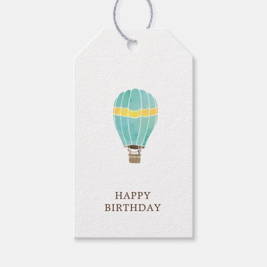 Waterverf Hot Air Ballon Birthday Cadeau Cadeaulabel (Voorkant)