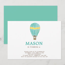 Waterverf Hot Air Ballon Birthday Invitation Kaart