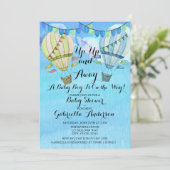 Waterverf Hot Air Ballon Boy Baby shower Kaart (Staand voorkant)