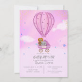 Waterverf Hot Air ballon Cute Baby shower Girl Kaart (Voorkant)