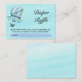 Waterverf Hot Air ballon Diaper Raffle Ticket Informatiekaartje (Voorkant / Achterkant)