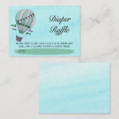 Waterverf Hot Air ballon Diaper Raffle Ticket Informatiekaartje (Voorkant / Achterkant)