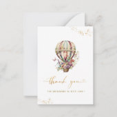 Waterverf Hot Air Ballon roestgoud dank u Notitiekaartje (Voorkant)