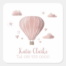 Waterverf Hot Air Ballon Square Sticker