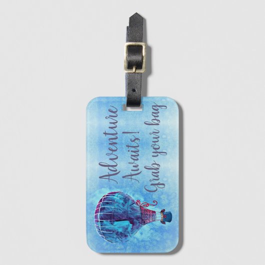 Waterverf Hot Air-ballonavontuurtijd wacht op Bagagelabel (Voorkant (verticaal))