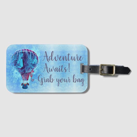 Waterverf Hot Air-ballonavontuurtijd wacht op Bagagelabel (Voorkant (horizontaal))
