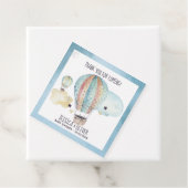 Waterverf Hot Air-ballonpartij in Blauw Bedankjes Labels (In situ)