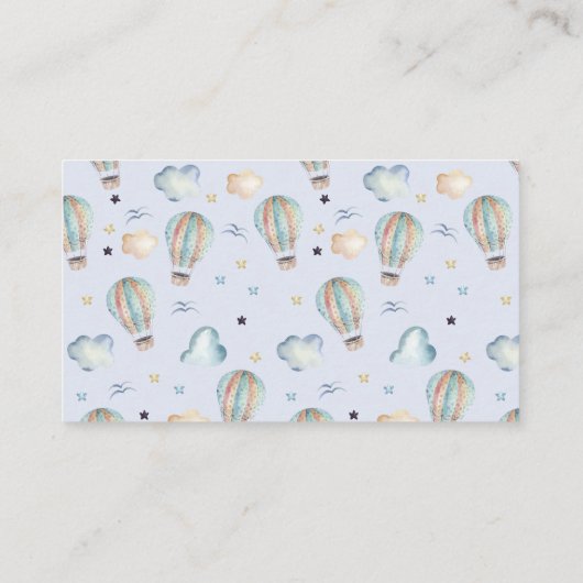 Waterverf Hot Air-ballonpartij in Blauw Informatiekaartje (Achterkant)
