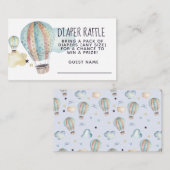 Waterverf Hot Air-ballonpartij in Blauw Informatiekaartje (Voorkant / Achterkant)