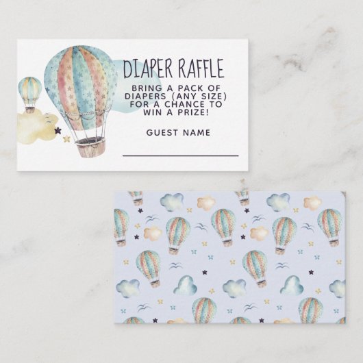 Waterverf Hot Air-ballonpartij in Blauw Informatiekaartje (Voorkant / Achterkant)