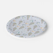 Waterverf Hot Air-ballonpartij in Blauw Papieren Bordje (Gekanteld)