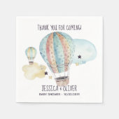 Waterverf Hot Air-ballonpartij in Blauw Servet (Voorkant)