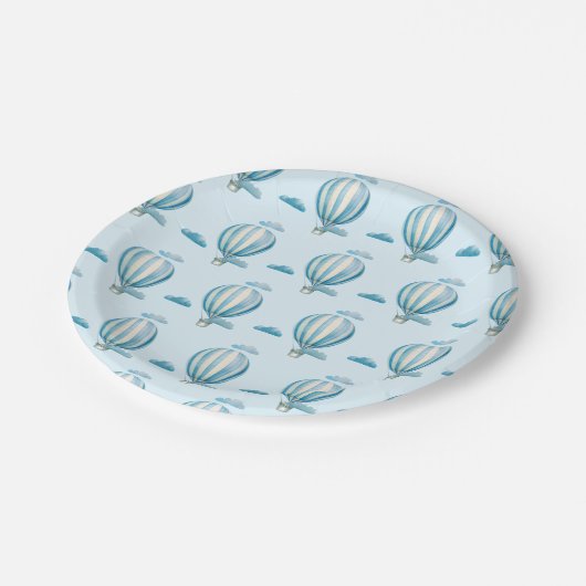 Waterverf Hot Air-luchtballonnen Baby shower Papieren Bordje (Gekanteld)