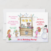 Waterverf Hot Cocaca-kerstfeestelijke uitnodiging (Voorkant)