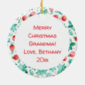 Waterverf Hot Cocoa, Candy Cane Gepersonaliseerd Keramisch Ornament (Achterkant)