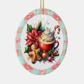 Waterverf Hot Cocoa, Candy Canes Kerst Keramisch Ornament (Rechts)