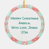 Waterverf Hot Cocoa, Candy Canes Kerst Keramisch Ornament (Achterkant)