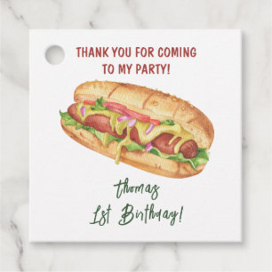 Waterverf Hot Dog Kids Verjaardag Bedankt Bedankjes Labels