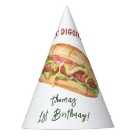 Waterverf Hot Dog Kids Verjaardag Feesthoedjes