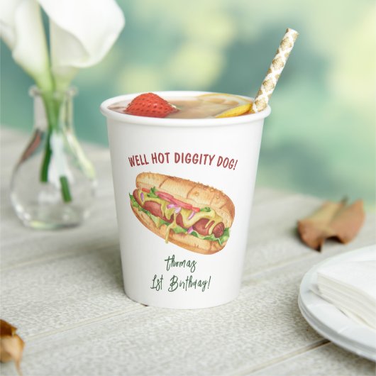 Waterverf Hot Dog Kids Verjaardag Papieren Bekers (Insitu)
