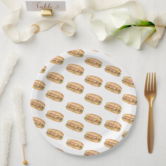 Waterverf Hot Dog Kids Verjaardag Papieren Bordje (Huwelijk)