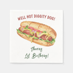 Waterverf Hot Dog Kids Verjaardag Servet