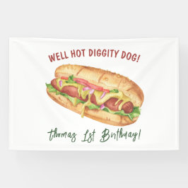 Waterverf Hot Dog Kids Verjaardag Spandoek