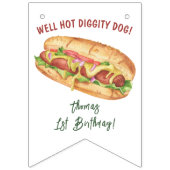 Waterverf Hot Dog Kids Verjaardag Vlaggetjes (Tweede vlag)