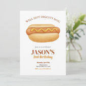 Waterverf Hot Dog Summer Kids Verjaardagsfeest Kaart (Staand voorkant)