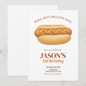 Waterverf Hot Dog Summer Kids Verjaardagsfeest Kaart (Voorkant / Achterkant)