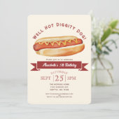 Waterverf Hot Dog Summer Kids Verjaardagsfeest Kaart (Staand voorkant)